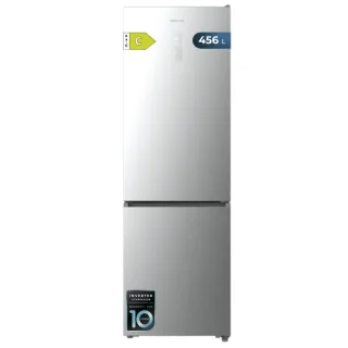Cecotec Bolero CoolMarket Combi 456 Inox C Frigorifico Combi - Capacidad 456L - Compresor Inverter - Congelacion Ultrarapida - Silencioso - Frio Envolvente - Clase C - 201x59.5cm - Color Ace