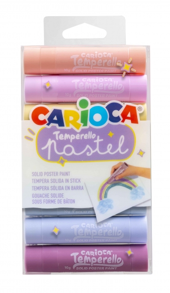 Carioca Temperello Pack de 8 Temperas Solidas - Gran Cobertura - Faciles de Mezclar - Sin Disolventes y Lavables - Secado Rapido - Colores Pastel Surtidos