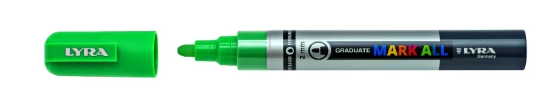 Lyra Mark All Rotulador Permanente - Multisuperficie - Punta Redonda - 2mm - Color Verde Esmeralda · Pack de 6 uds.