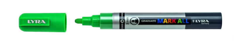 Lyra Mark All Rotulador Permanente - Multisuperficie - Punta Redonda - 2mm - Color Verde Esmeralda · Pack de 6 uds.