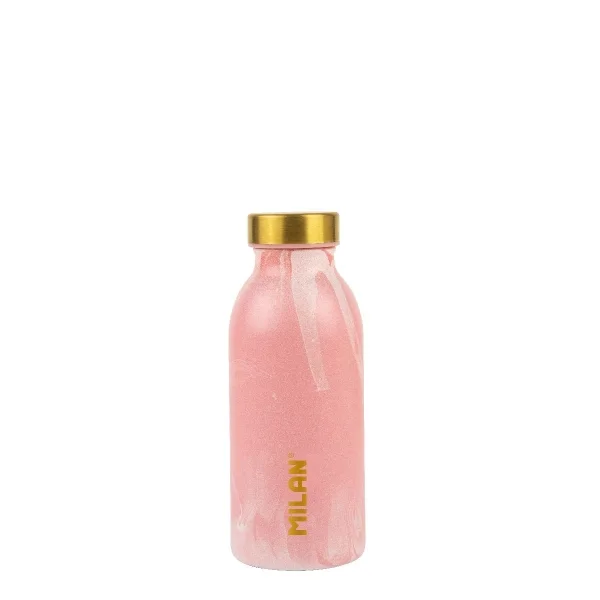Milan Serie Lava Botella Isotermica 0.35L - Doble Pared de Acero Inoxidable - Liquidos Calientes hasta 12h, Frios hasta 24h - Color Rosa