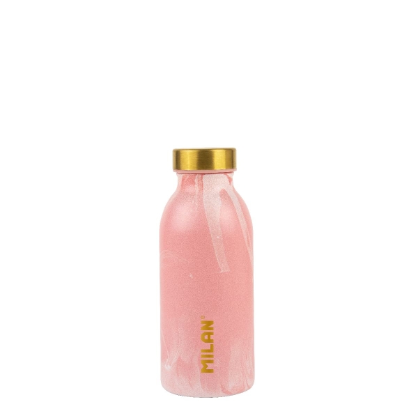 Milan Serie Lava Botella Isotermica 0.35L - Doble Pared de Acero Inoxidable - Liquidos Calientes hasta 12h, Frios hasta 24h - Color Rosa