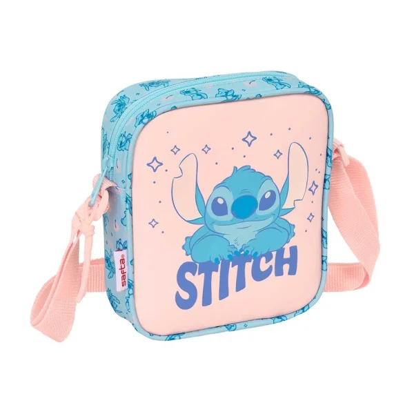 Safta Stitch Ohana Bolsito con Bandolera - 1L - Ideal para Uso Diario - 160x40x180mm - Color Azul Claro