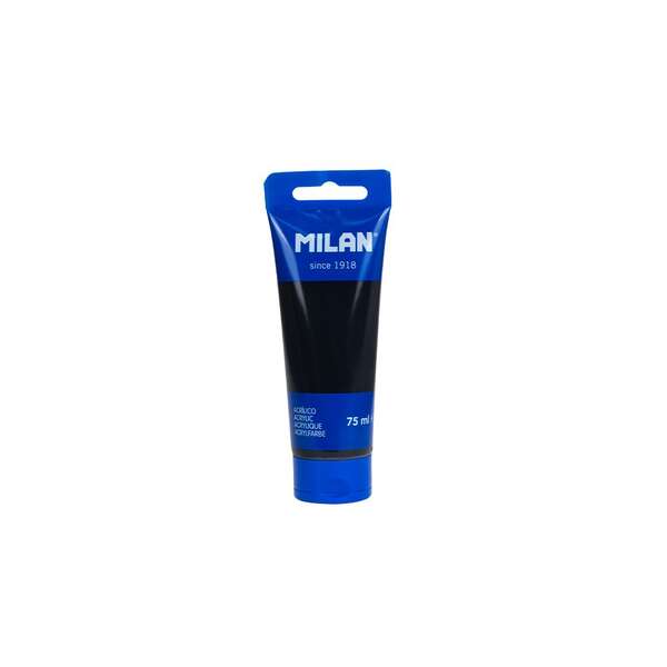 Milan Tubo de Pintura Acrilica 75ml - Pigmentos de Alta Calidad - Mezclable - Color Negro · Pack de 6 uds.