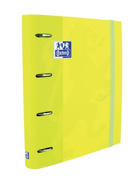 Oxford Touch A4+ Europeanbinder - Tapa Extradura Resistente - Lomo de 45mm - Anillas 4Dx35mm - Incluye Recambio 5x5 - Color Lima · Pack de 4 uds.