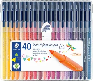 Staedtler Triplus Color 323 Pack de 40 Rotuladores de Punta Fina - Trazo 1mm Aprox - Tinta Base de Agua - Colores Surtidos