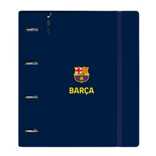 Safta F.C.Barcelona 1ª Equipacion 26/27 Carpeta de 4 Anillas de 35mm - Recambio de 100 Hojas A4 - Cuadricula de 5x5mm - 90g/m2 - Separadores Internos - Goma Elastica - 27x32x4cm - Color Azul
