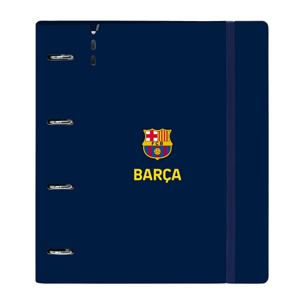 Safta F.C.Barcelona 1ª Equipacion 26/27 Carpeta de 4 Anillas de 35mm - Recambio de 100 Hojas A4 - Cuadricula de 5x5mm - 90g/m2 - Separadores Internos - Goma Elastica - 27x32x4cm - Color Azul Marino